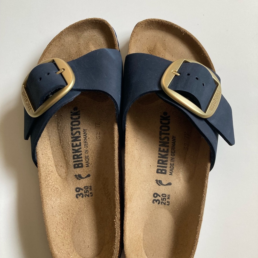 NEW Birkenstock Madrid Big Buckle Sandals in Midnight.